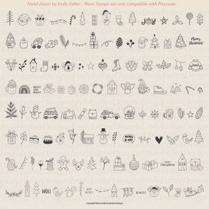 Christmas Doodle Stamps for Procreate: 121 Festive Brushes (Digital Download) image 2