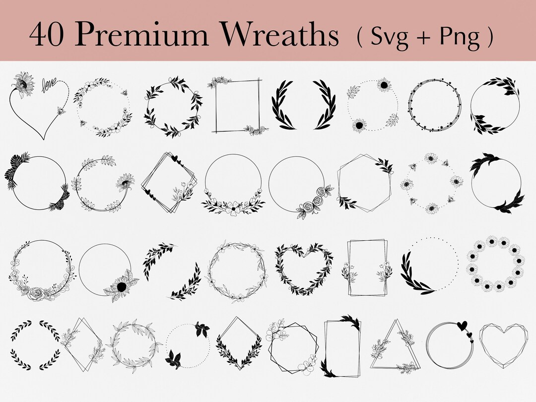 Wreath SVG Bundle | Floral Wreaths Svg | Wedding Wreath Svg | Heart ...