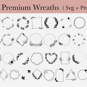 Wreath SVG Bundle | Floral Wreaths svg | Wedding Wreath svg | heart Laurel wreath svg | Circle Wreath svg | wreath monogram svg | Cut ready