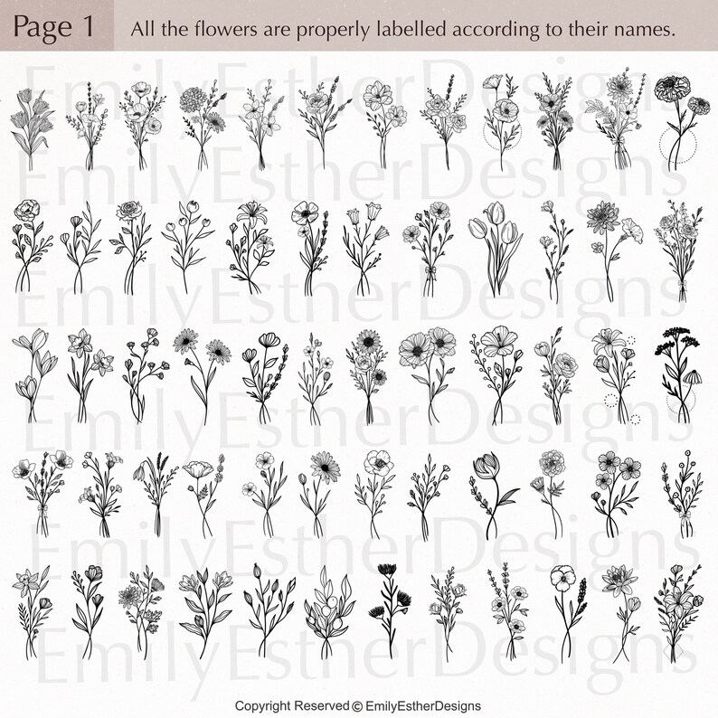 120 Blombukett SVG-paket: Bröllopsblommor (Kommersiellt bruk) bild 2