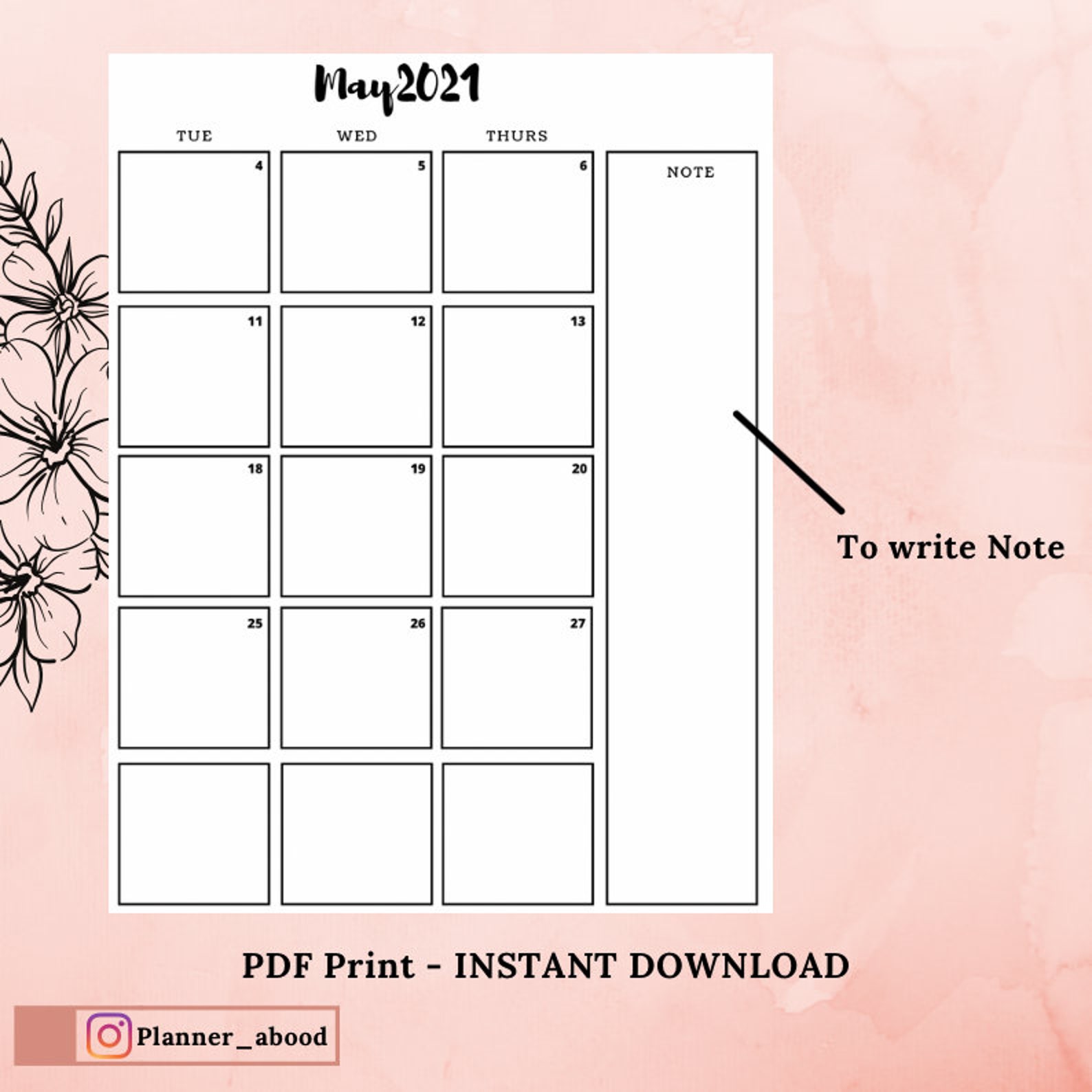 2021 Monthly Planner Printable 2021 Calendar Dated Month on Etsy.de