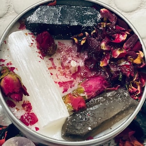 Stress Reliever & Energy Cleanser Ritual Candle/Smoky Quartz and Selenite Crystal Candle/Protection Spell Candle/Negative Energy Alter