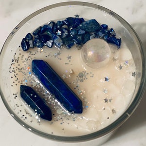 Intuition Ritual Candle/Wisdom/Psychic awakening/Spiritual Grounding Ritual/Angel Aura & Lapis Lazuli Spell Candle/Alter/Meditation/Magick