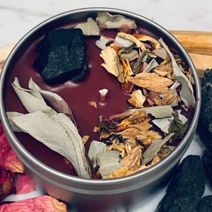 Sacred Smudge Candle/Palo Santo & White Sage Energy Clearing/Black Tourmaline Negative Energy Cleansing/Clearing Ritual/Witchy Things/Spells