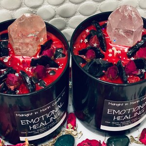 Emotionale Heilung Bergkristall & Schwarzer Turmalin Rose Ritualkerze/Schutzkerze/Meditation/Kerze Alter/Meditationskerze/Trauerkerze