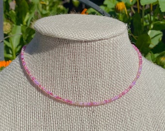 pretty in pink beaded necklace || seed bead necklace || dainty necklace || beaded choker || cute necklace || minimalist || trendy || y2k ||