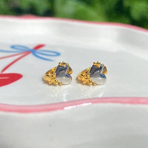 Charming Heart Earrings: 18K Gold Plated Sterling Silver, Waterproof