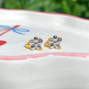 Dainty Flower Earrings: Sterling Silver, 18K Gold Plated