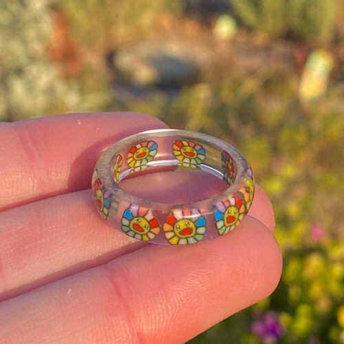 Clear Resin Mushroom Ring Cute Chunky Rings Etsy