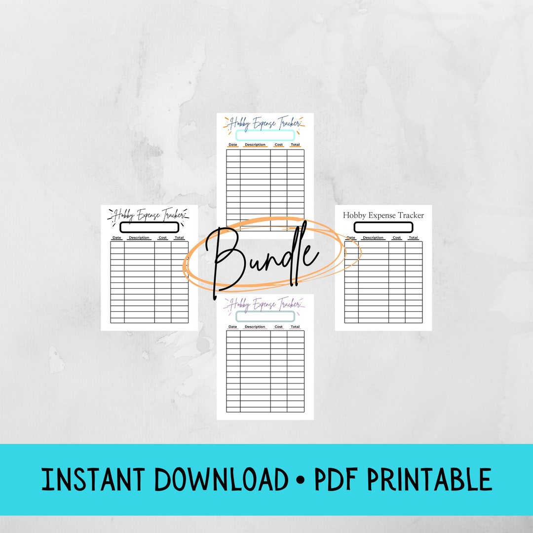 Hobby Expense Tracker FULL BUNDLE Instant Download PDF Printable