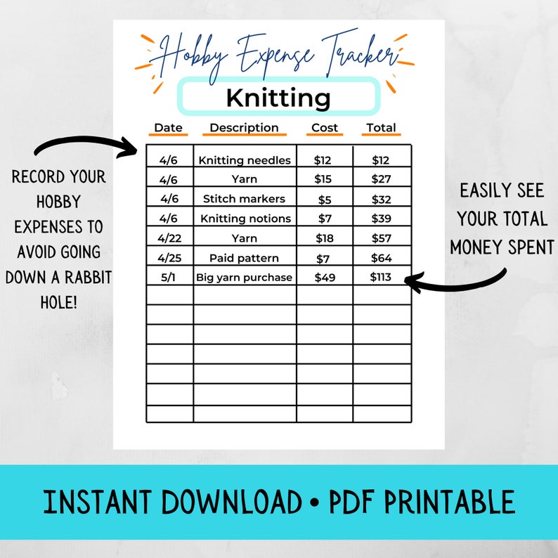 Hobby Expense Tracker FULL BUNDLE Instant Download PDF Etsy