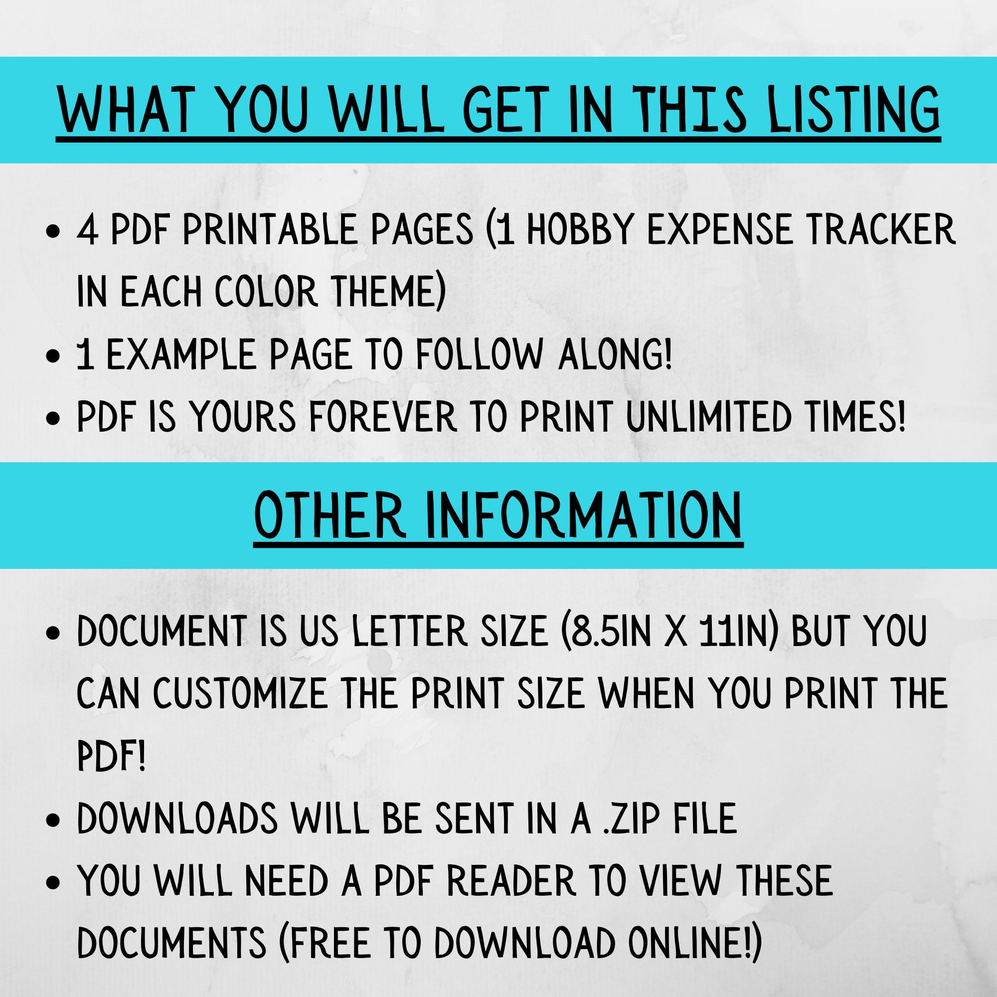 Hobby Expense Tracker FULL BUNDLE Instant Download PDF Printable