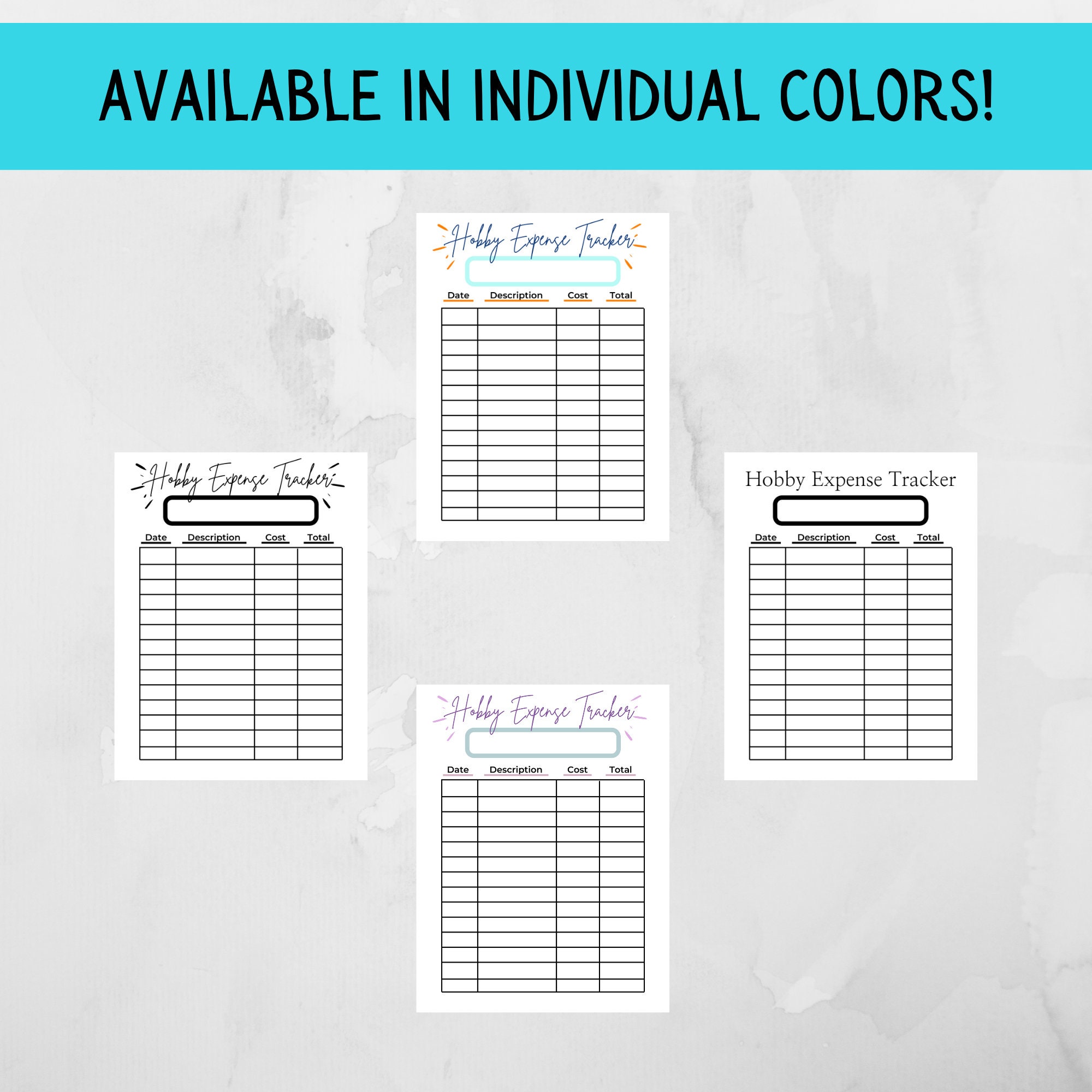 Hobby Expense Tracker FULL BUNDLE Instant Download PDF Printable