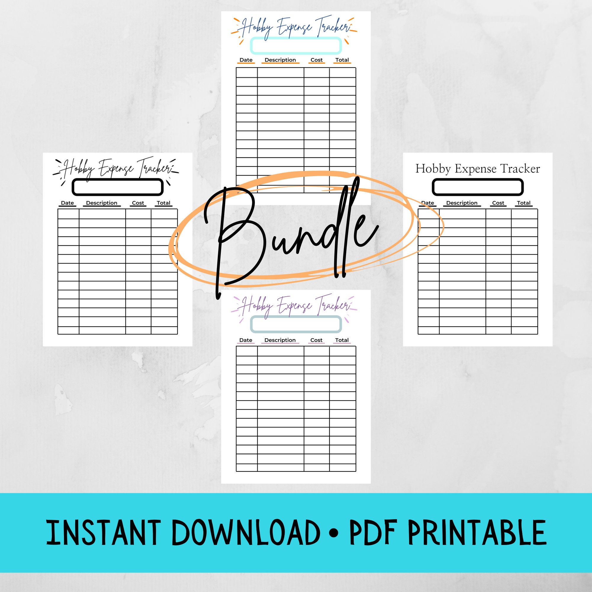 Hobby Expense Tracker FULL BUNDLE Instant Download PDF Printable