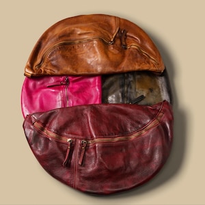 Sac à bandoulière bandoulière en cuir italien effet vieilli souple, sac à bandoulière hobo bohème en cuir souple souple, sac à bandoulière en cuir XL, 3 couleurs. Artisan !