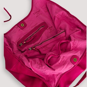 Big Buttery Soft Hobo, Fuchsia Hobo Bag, Handmade Oversized Shoulder Bag, Pink Shoulder Bag, Travel Hobo Bag, One Batch limited Edition image 8
