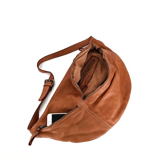 Soft Italian Leather Sling and Belt Bag, Buttery Soft Leather Sling Bag,  Leather Crossbody, Oversized Sling Bag, Large Sling Bag Crossbody 