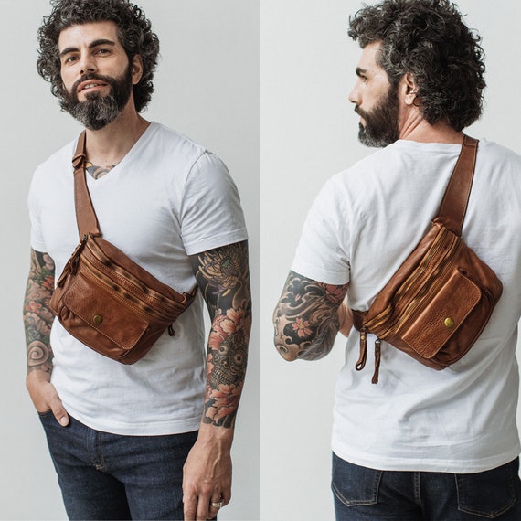 Men's Cool Leather Sling Bag