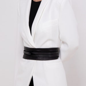 Leather Obi Belt, Black Wrap Obi Belt, Buttery Soft Italian Leather Obi Belt, Soft Leather Self Tie Belt, Kimono Belt, Wide Wrap Belt image 5