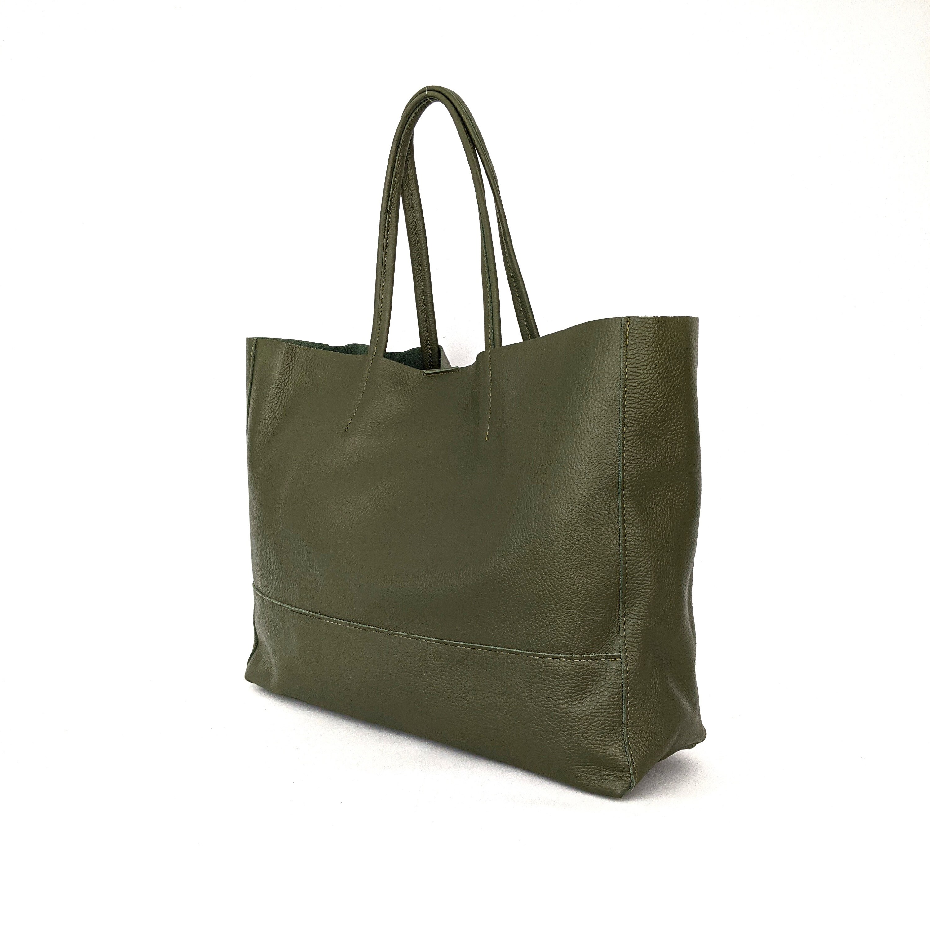 Soft Large Green Leather Tote Dark Green Tote Bag Italian Etsy