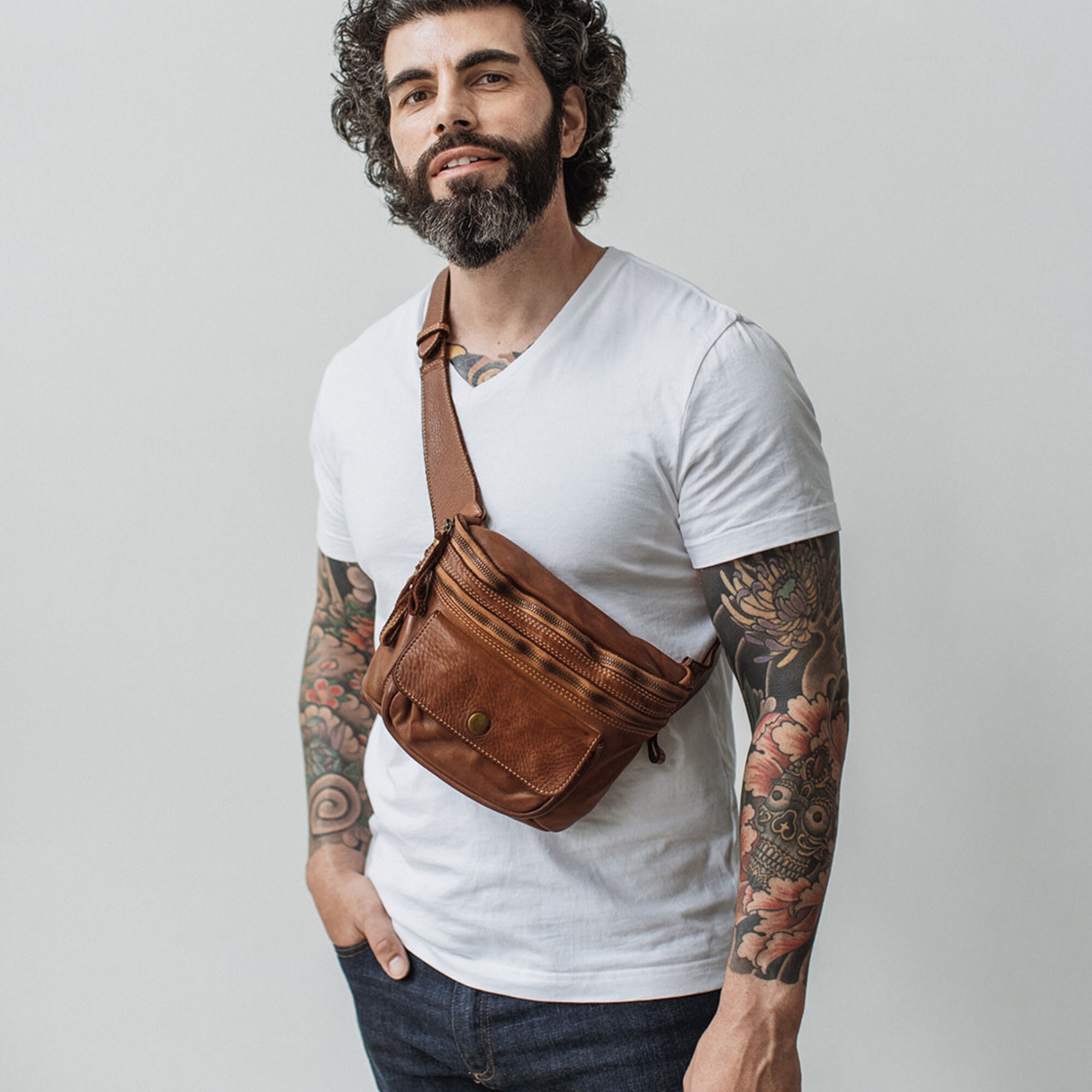 Men's Italian Leather Shoulder Bag Men's Leather Etsy