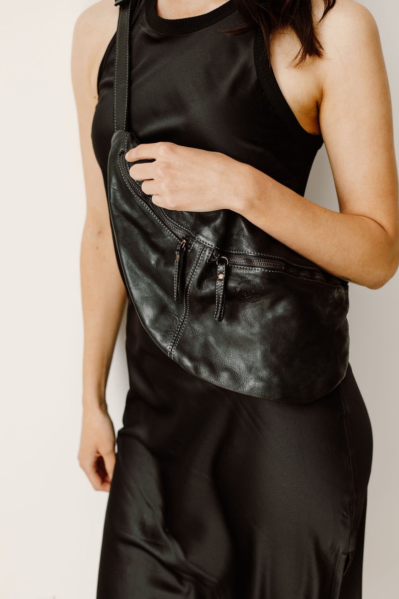 Soft Distressed Italian Leather Sling Crossbody Hip Belt Bag Etsy