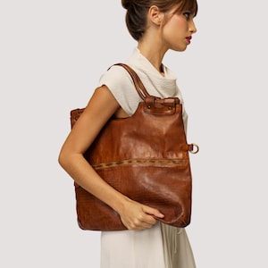 Sac à bandoulière souple vintage en cuir, pochette ou bandoulière souple repliable, sac à bandoulière léger et souple, fabrication artisanale !