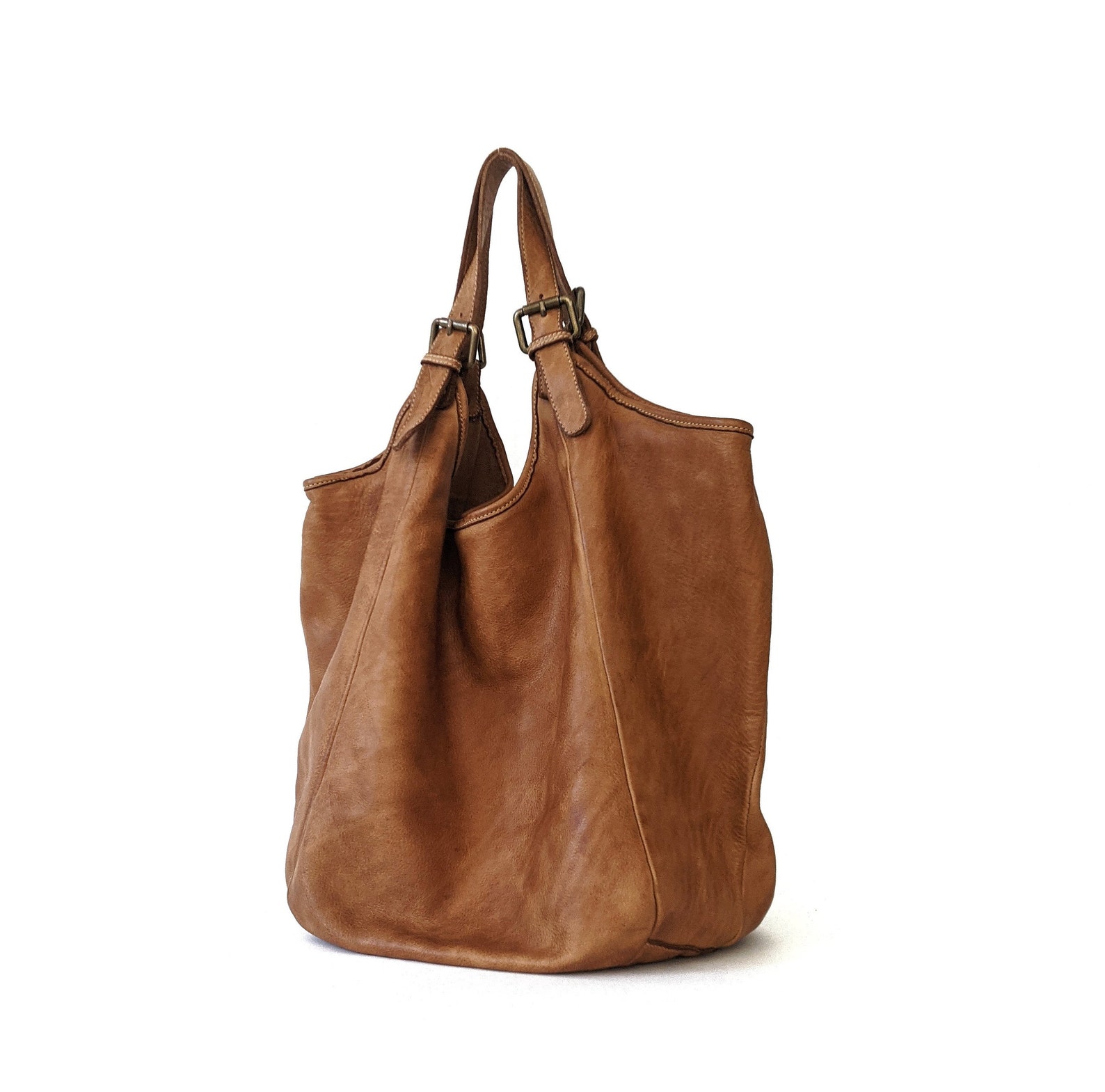 Soft Italian Leather Hobo Bag Oversized Leather Tote Bag Etsy