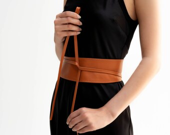 Obi Belt Italian Leather Wrap Belt 
