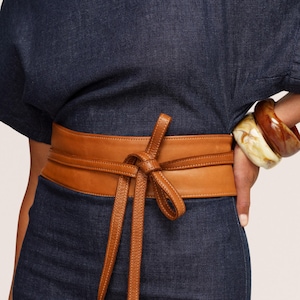 Italian Leather Obi Belt: Buttery Soft Wrap Tie Belt, Best Selling Obi Belt, Comfortable Easy to Tie Obi Belt, Artisan Made in Italy