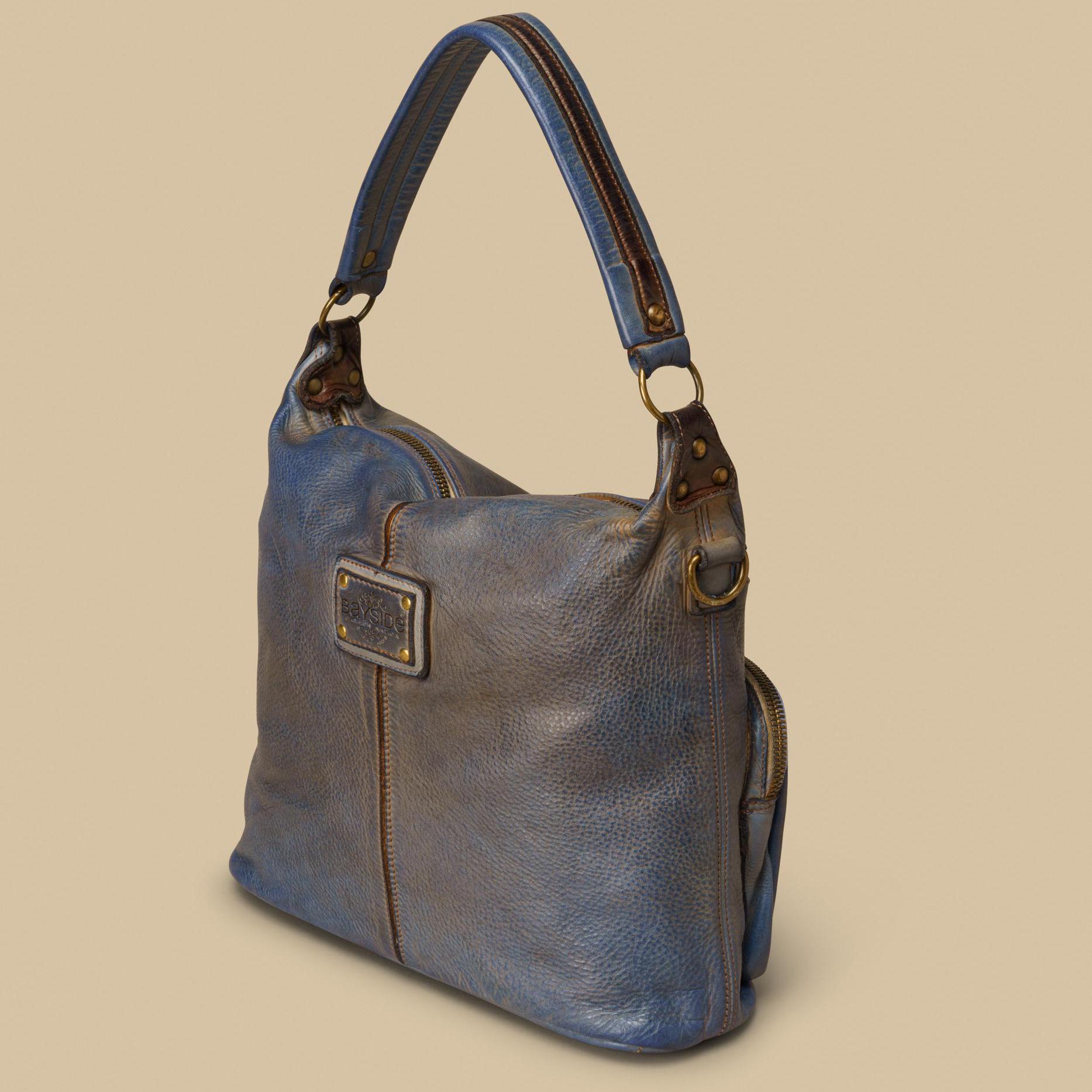 バッグ Made in Italy leather studs shoulder bag Sundance gray