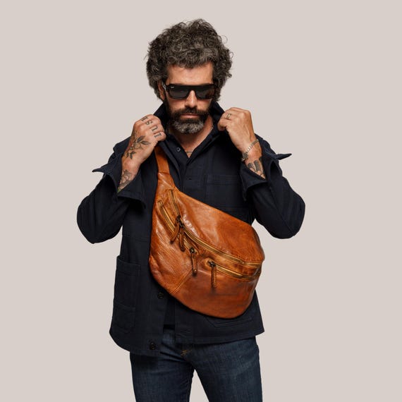 XL Italian Leather Sling Hobo, iPad Sling Bag, Buttery Soft  display picture 2