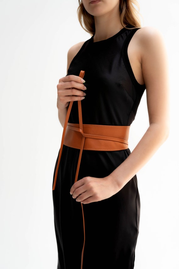 Corset Leather Belt Obi Leather Wrap Belt Soft Italian - Etsy