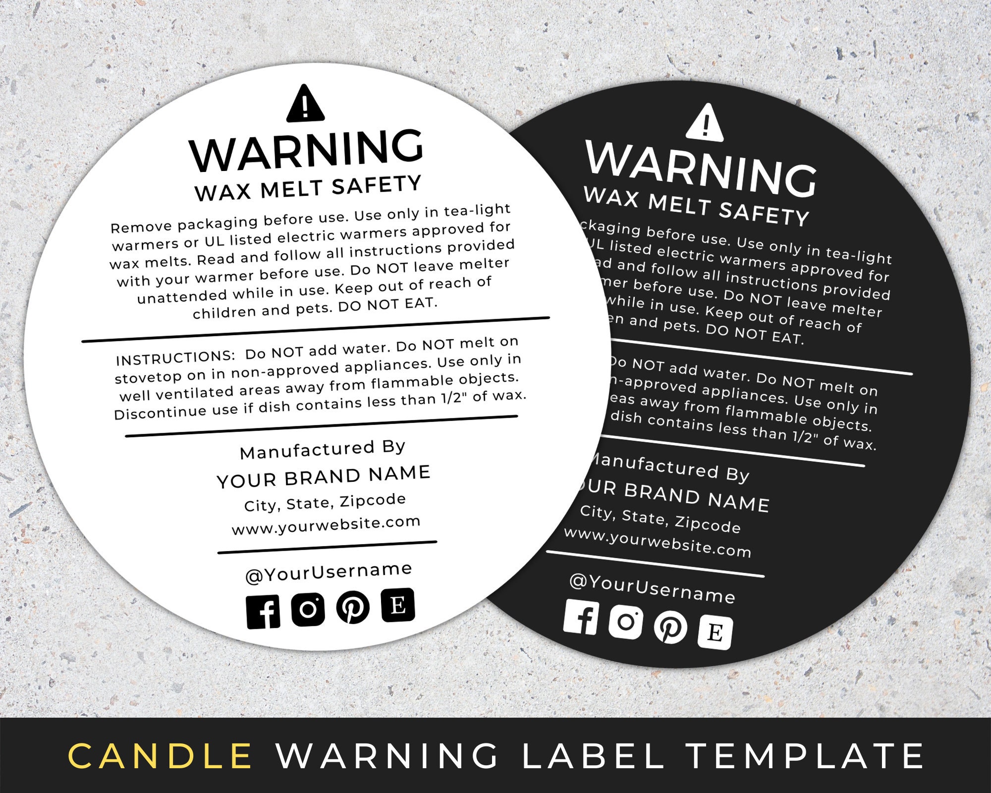 Wax Melt Warning labels-packaging-safety-warning labels-small business  supplies-sticker labels-white 1.5 round (24) labels-wax melt business