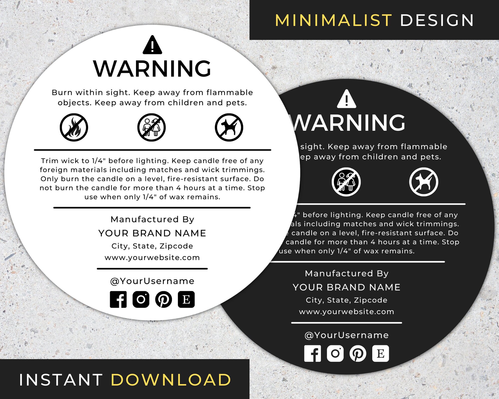 OL1905 - 1.75 x 1.25 - Candle Warning Labels  Label templates, Candle  label template, Candle labels design