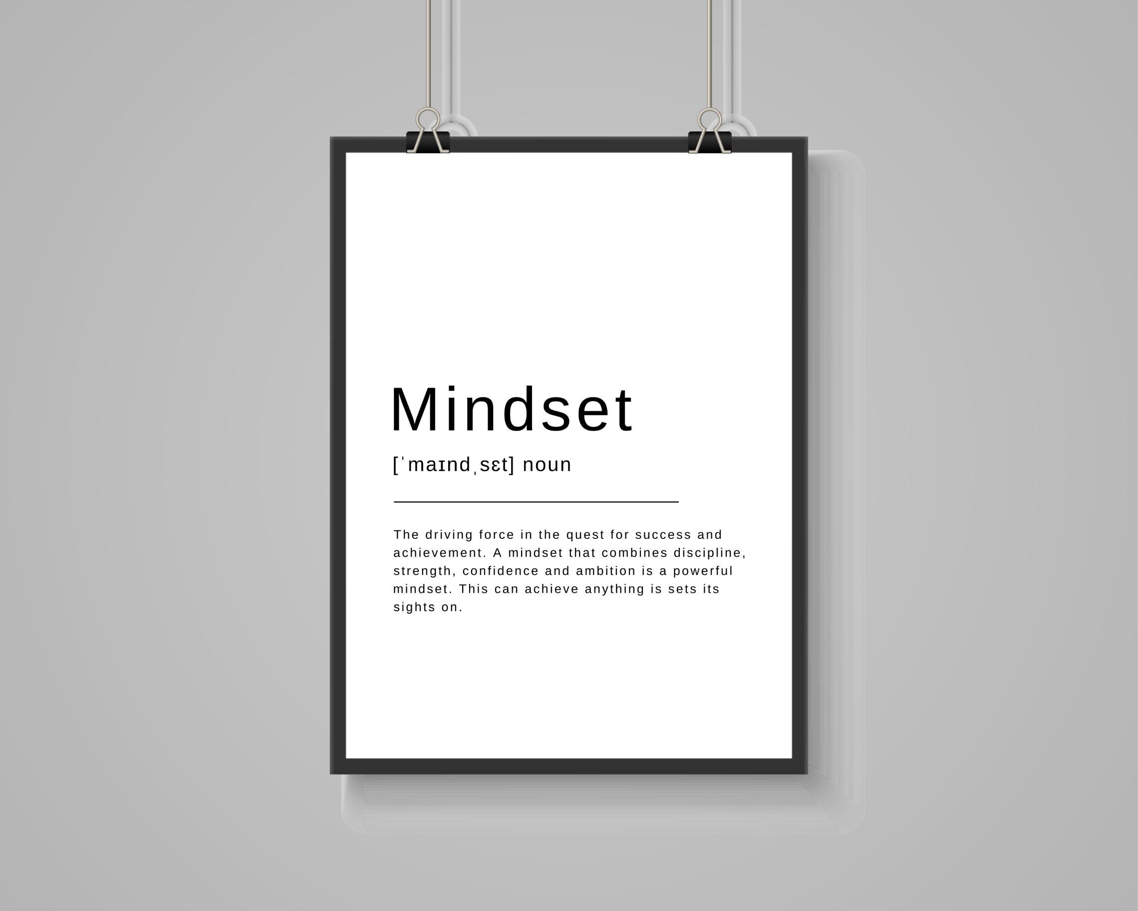 Mindset Definition Print, Home Office Wall Art, Office Wall Print