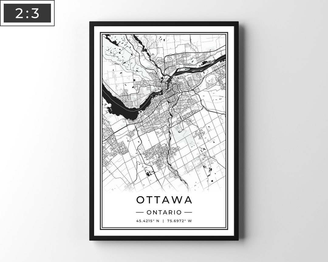 Ottawa City Map Print Ottawa Map Poster Minimalist Ottawa Etsy UK