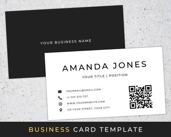 Modern Business Cards With Qr Code
 Business Card Template QR Code DIY Modern Business Card Etsy