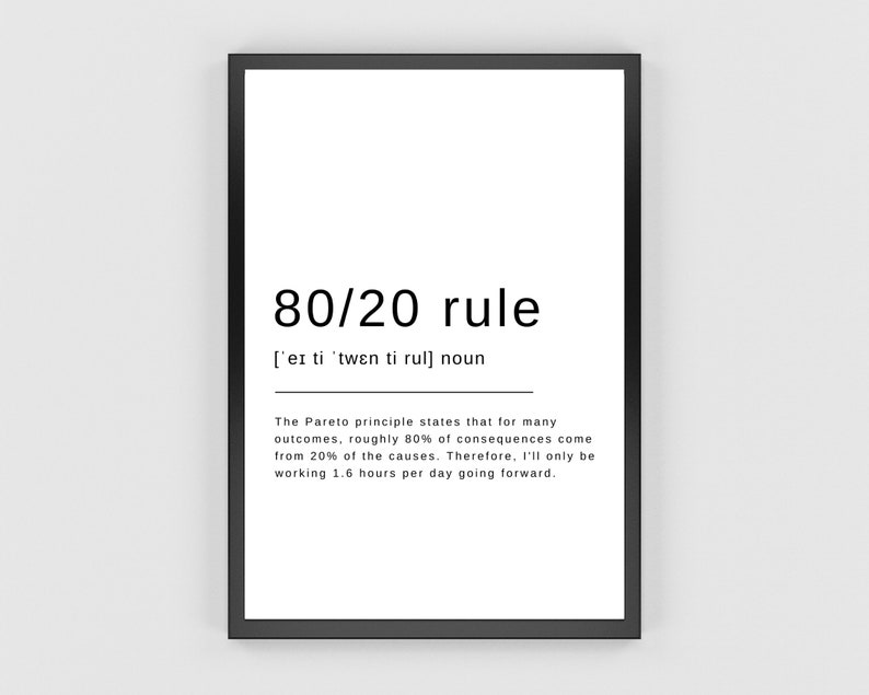 80 20 Rule Definition Print Office Wall Art Home Office Etsy