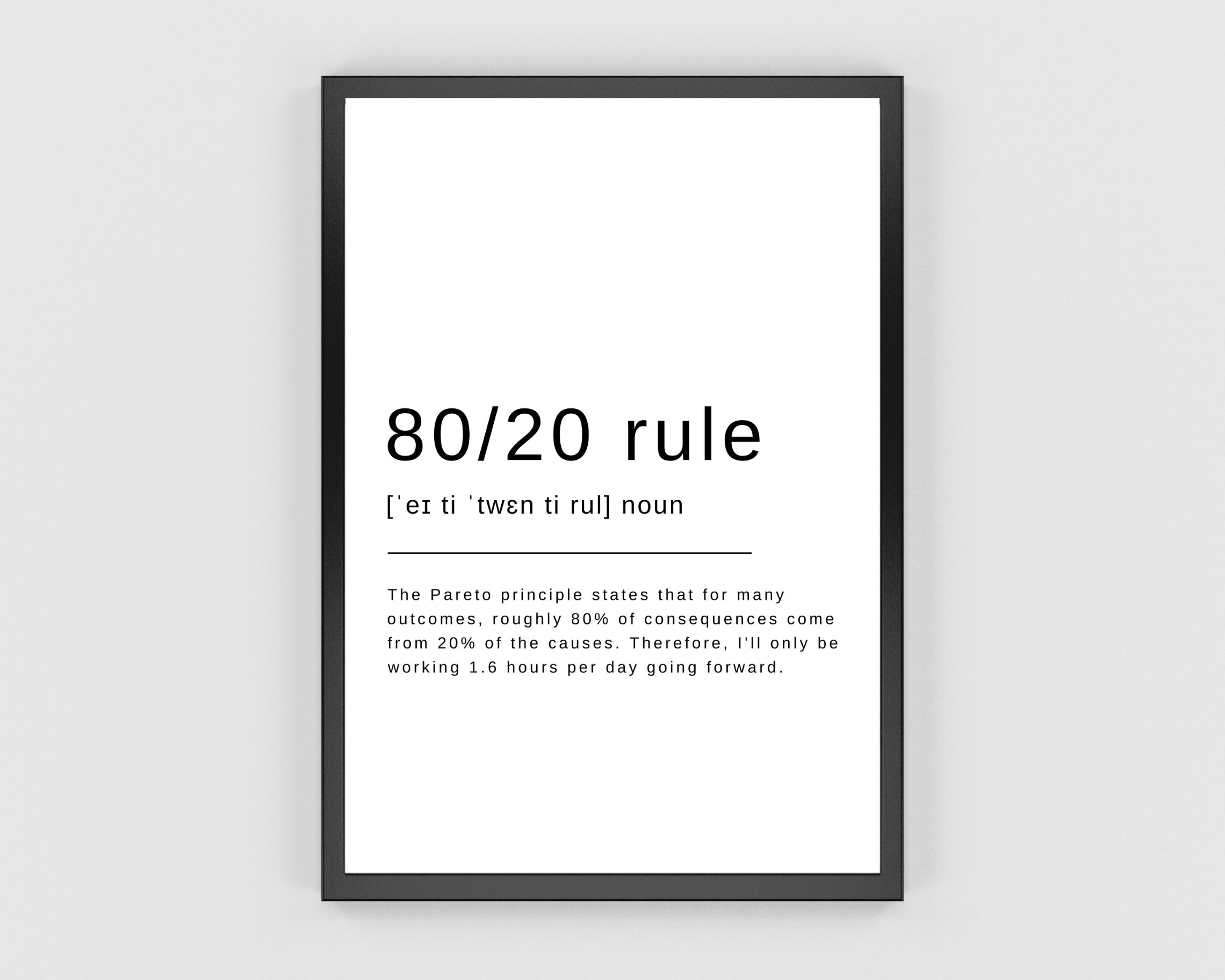 80/20 Rule Definition Print, Office Wall Art, Home Office Decor