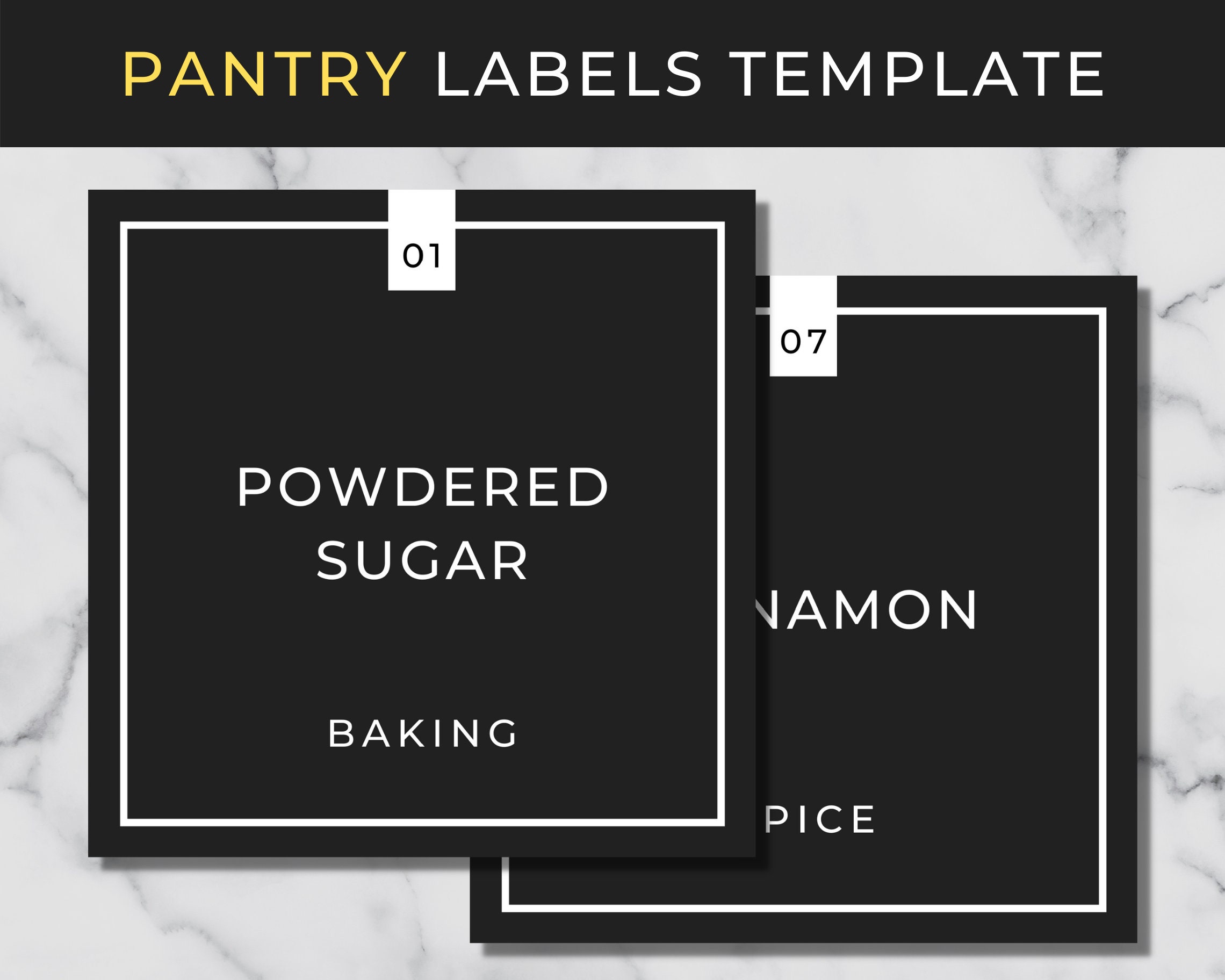 Black Pantry Label Template Minimalist Pantry Labels Etsy