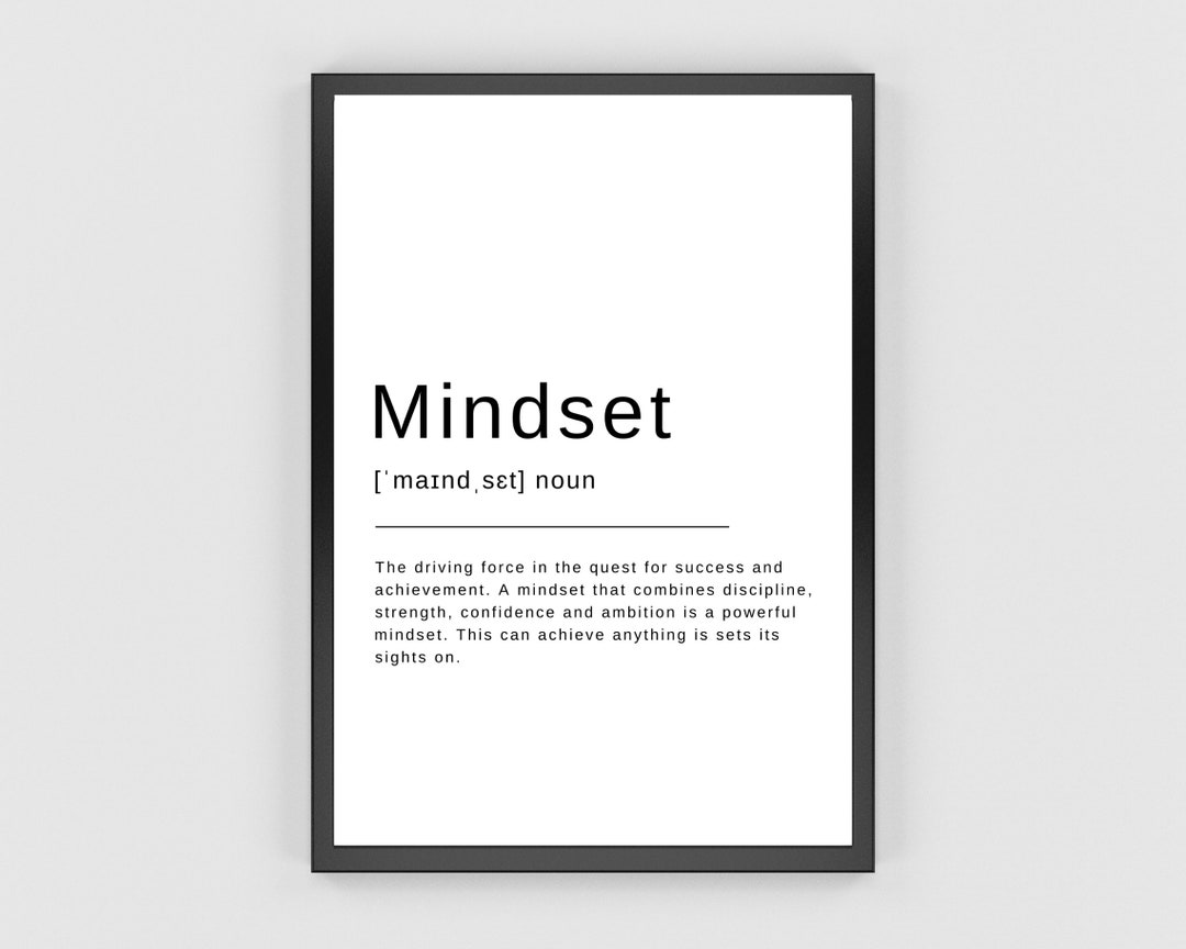 Mindset Definition Print, Home Office Wall Art, Office Wall Print