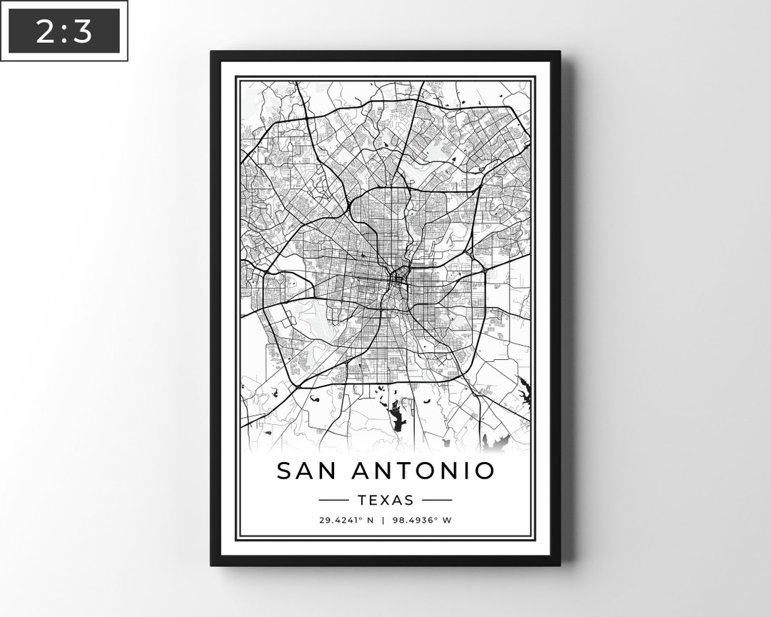 San Antonio Karte Print Minimalistisches San Antonio Poster Etsy.de