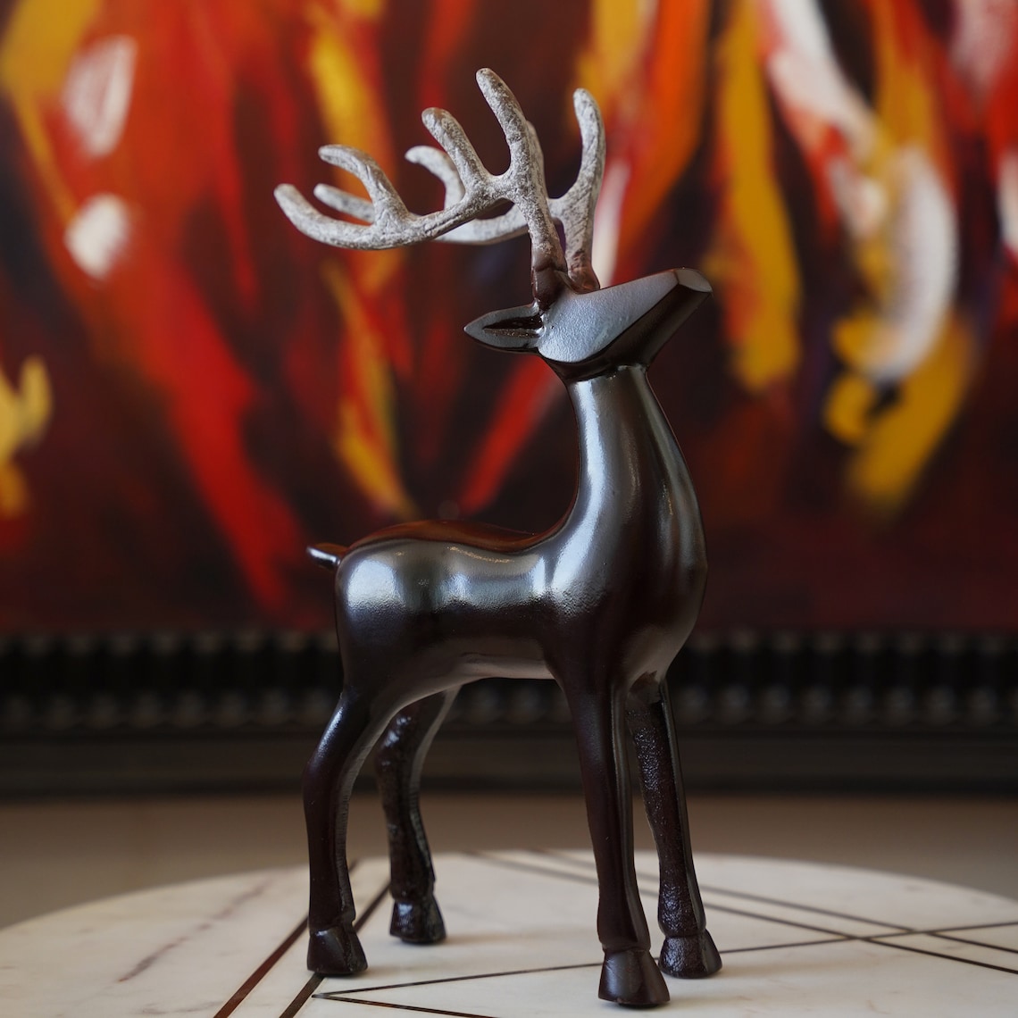 Metal Christmas Table Reindeer Sculpture or Stautedecorative - Etsy