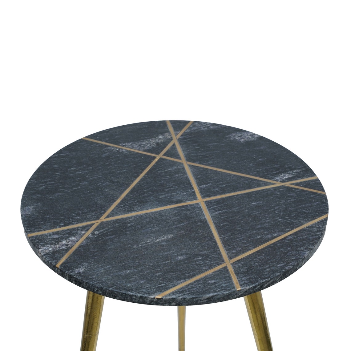 Round Black Marble Brass Inlay Coffee Table for Living Etsy