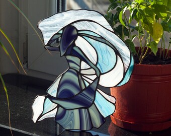 Stained Glass Dancer Suncatcher — Female Figure Window Art, Elegant Woman Gift for Her