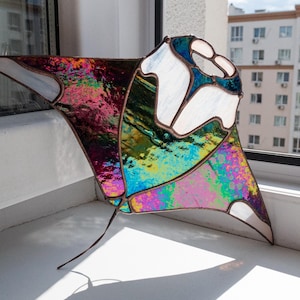 Manta Ray suncatcher Stained glass Suncatcher |Window hanging stingray, Home decoration from Ukraine