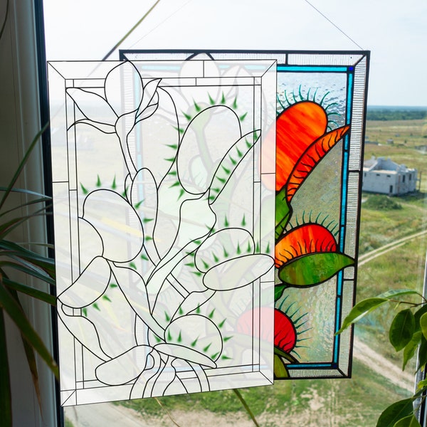 Venus Fly Trap Stained Glass Window Panel Pattern (PSD Digital Download)
