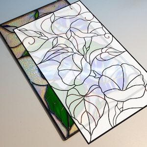 Digital pattern PSD Morning glory Stained glass Window panel