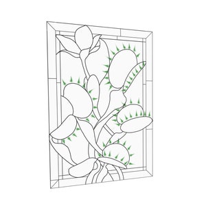 Digital pattern PSD rectangle blooming Venus Fly Trap Stained glass Window panel, Home decoration from Ukraine image 2